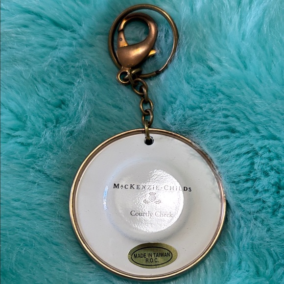 MacKenzie-Childs White and Gold Keychain with Bronze Clip - Picture 2 of 3